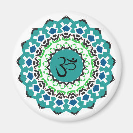 Imã Símbolo Espiritual Mandala Yoga Om Turquoise Blue
