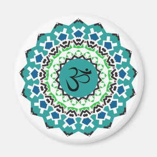 Imã Símbolo Espiritual Mandala Yoga Om Turquoise Blue