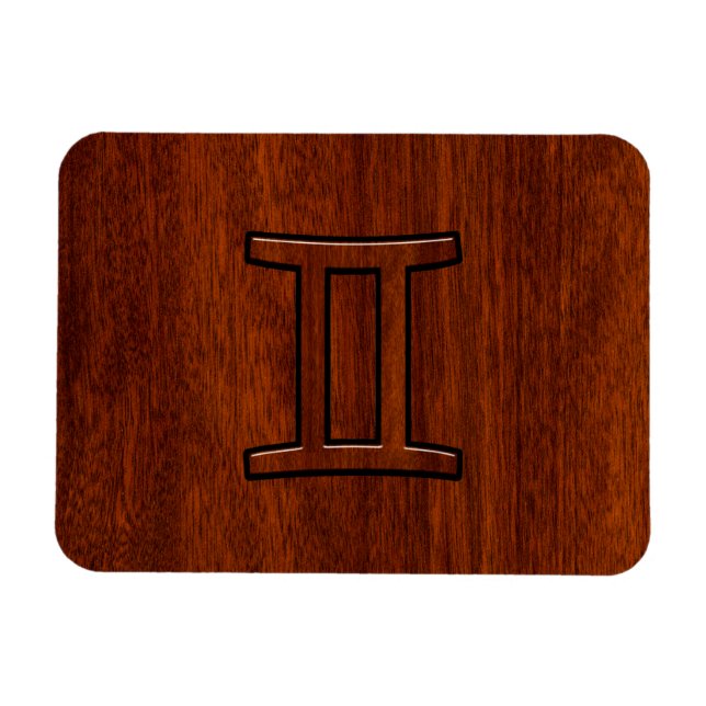 Ímã Símbolo Gemini Zodiac em Mahogany como Decor (Horizontal)