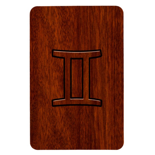 Ímã Símbolo Gemini Zodiac em Mahogany como Decor (Vertical)