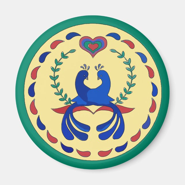 Imã Símbolo Hex de Pássaros do Amor Holandês (Frente)