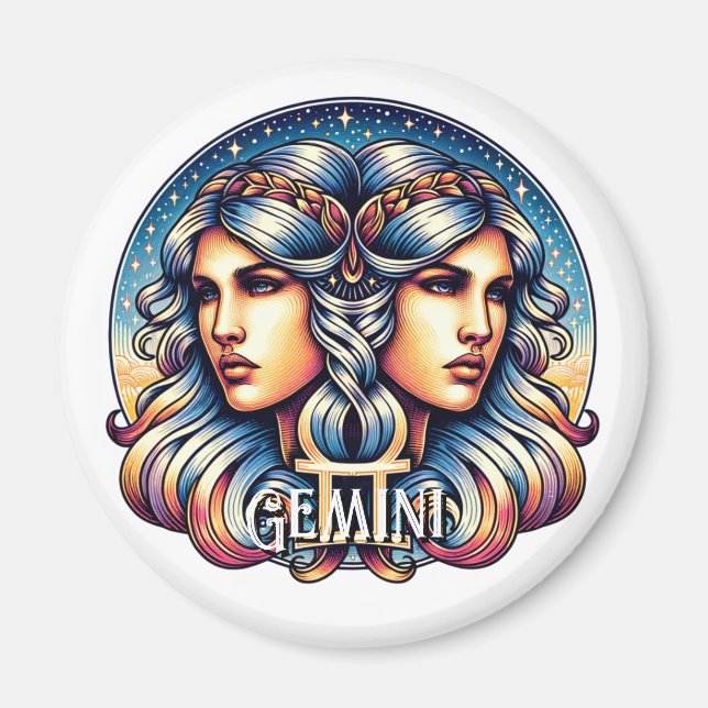 Imã Símbolo Horoscópio Gemini | Sinal de Astrologia Gê (Frente)