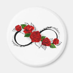 Imã Símbolo Infinity com Rosa vermelha