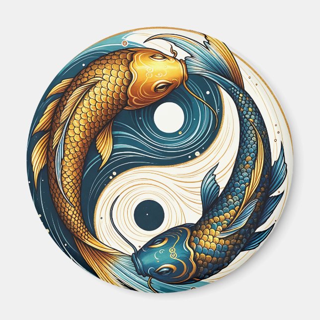 Imã Símbolo Japonês Yin Yang Peixe Koi (Frente)