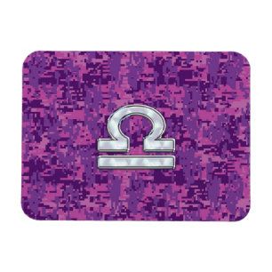 Ímã Símbolo Libra Zodiac no Camo Digital Fuchsia