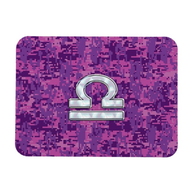 Ímã Símbolo Libra Zodiac no Camo Digital Fuchsia (Horizontal)