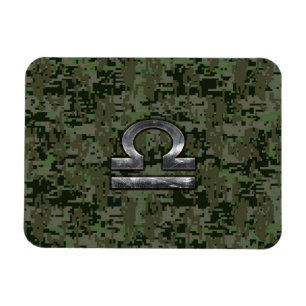Ímã Símbolo Libra Zodíaco no camo digital Woodland V