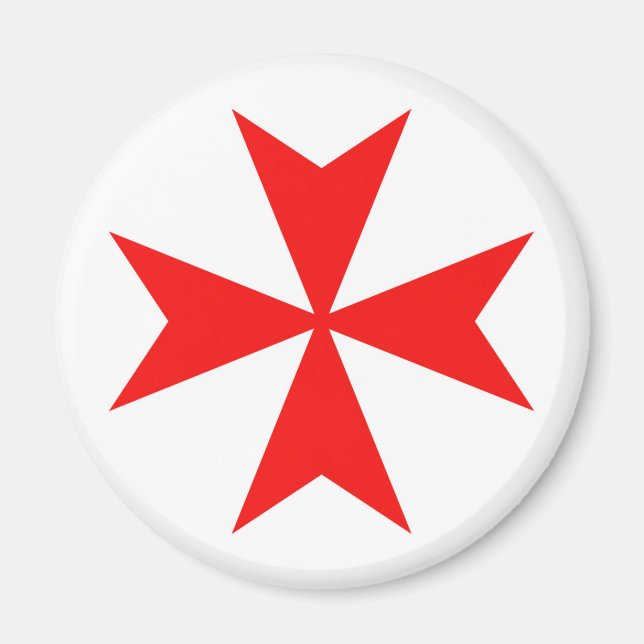 Imã símbolo malta templar tricota vermelho cruz (Frente)
