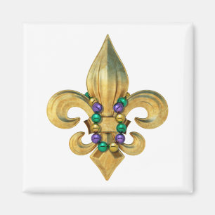 Imã Símbolo Mardi Gras Royalty Fleur de Lis com Miça
