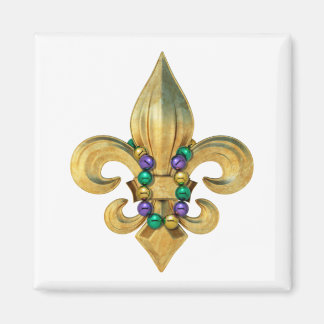 Imã Símbolo Mardi Gras Royalty Fleur de Lis com Miçang