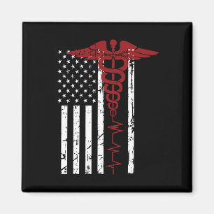 Imã Símbolo médico da bandeira americana Black Patriot