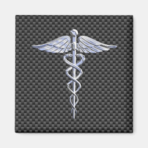 Imã Símbolo Médico Silver Caduceus Estilo de Fibra Car