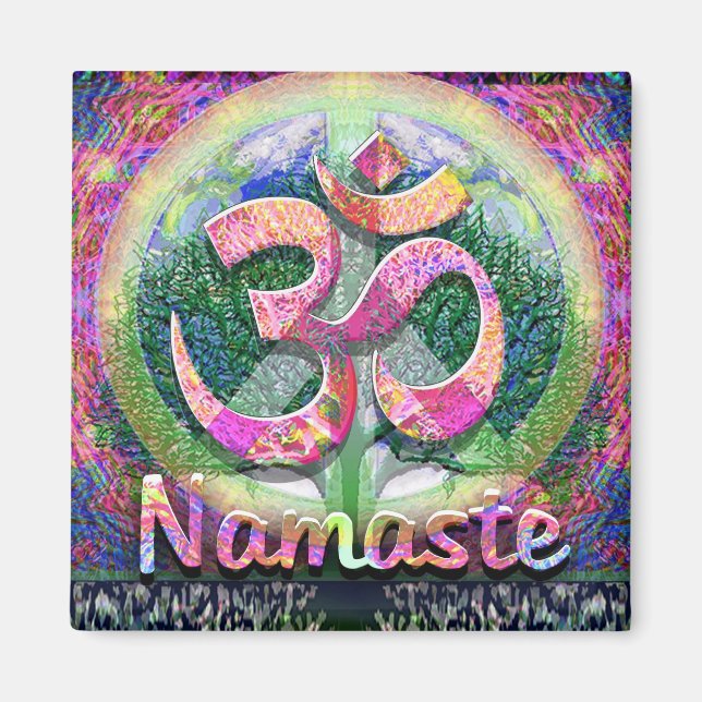 Imã Símbolo Namaste Tree of Life Peace (Frente)