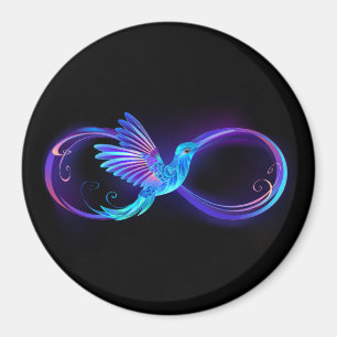 Imã Símbolo Neon Infinity com Hummingbird brilhante