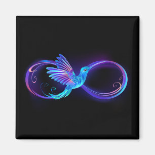 Imã Símbolo Neon Infinity com Hummingbird brilhante