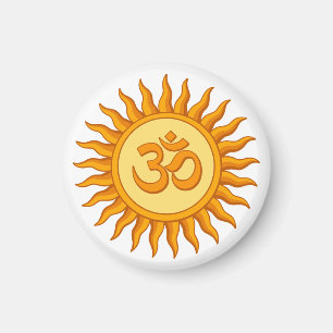 Imã Símbolo Om no Design hindu espiritual solar radian