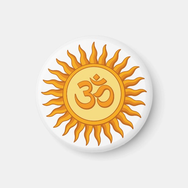 Imã Símbolo Om no Design hindu espiritual solar radian (Frente)