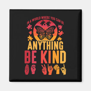 Imã Símbolo Quebra-cabeça de linguagem surda borboleta