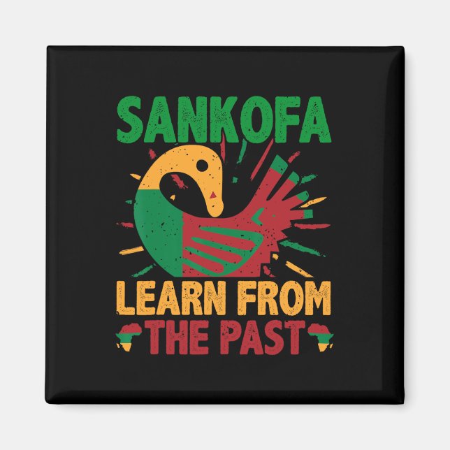 Imã Símbolo Sankofa e Adinkra Gana para a História Neg (Frente)