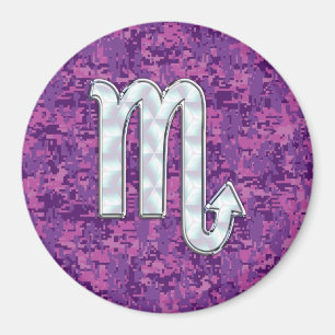 Imã Símbolo Scorpio Zodiac na Camo Digital Rosa