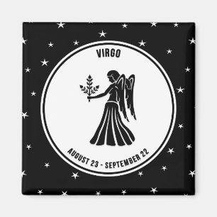 Imã Símbolo Virgo Zodíaco, Imagem Preta e Branca