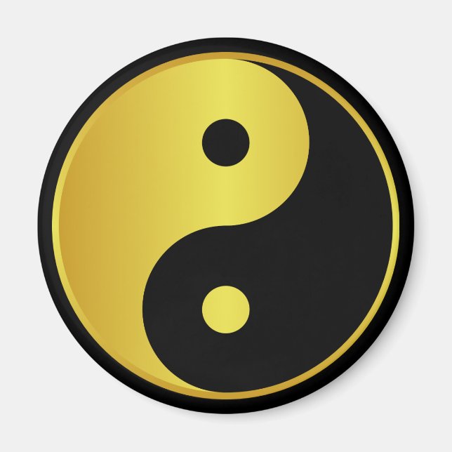 Imã Símbolo Yin e Yang | Dourada filosofia asiática co (Frente)