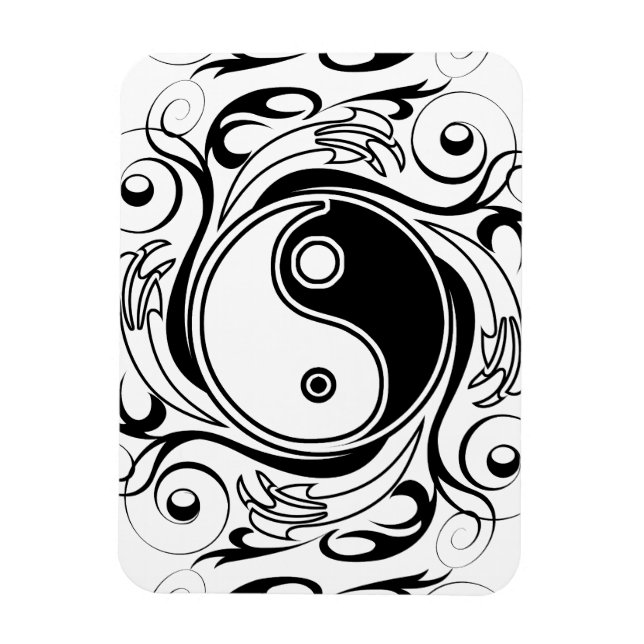 Ímã Símbolo Yin & Yang Estilo de Tatuagem Preto e Bran (Vertical)