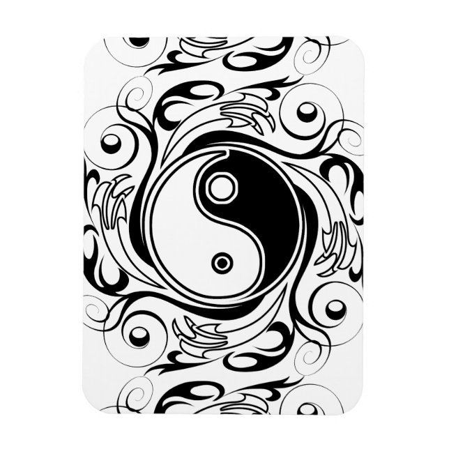 Ímã Símbolo Yin & Yang Preto e Branco Estilo Tatuagem (Vertical)