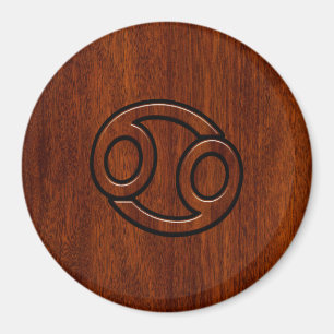 Imã Símbolo Zodiac cancer no estilo de madeira de Mah