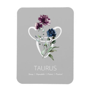 Ímã Símbolo Zodiac - Sinal Floral Moderno Taurus