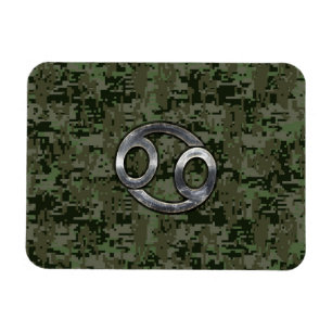 Ímã Símbolo Zodíaco do Cancer na Camo Digital Woodla
