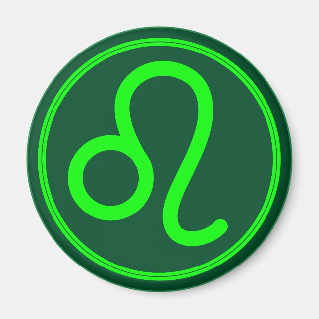 Imã Símbolo Zodíaco Leo Contraste Verde (Frente)