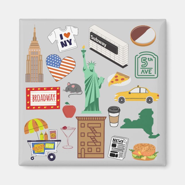 Imã Símbolos da Cidade de Nova York (Frente)