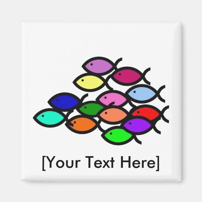 Imã Símbolos de Peixes Cristãos - Escola Arco-Íris - (Frente)