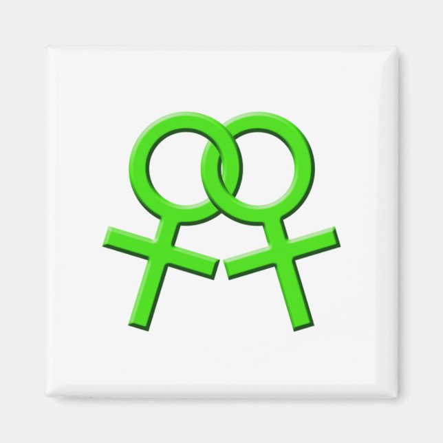 Imã Símbolos femininos verdes conectados Magnet 03 (Frente)