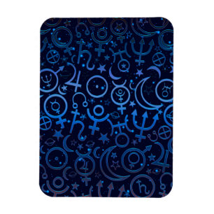 Ímã Símbolos Planetários Azuis Universo Místico Planet