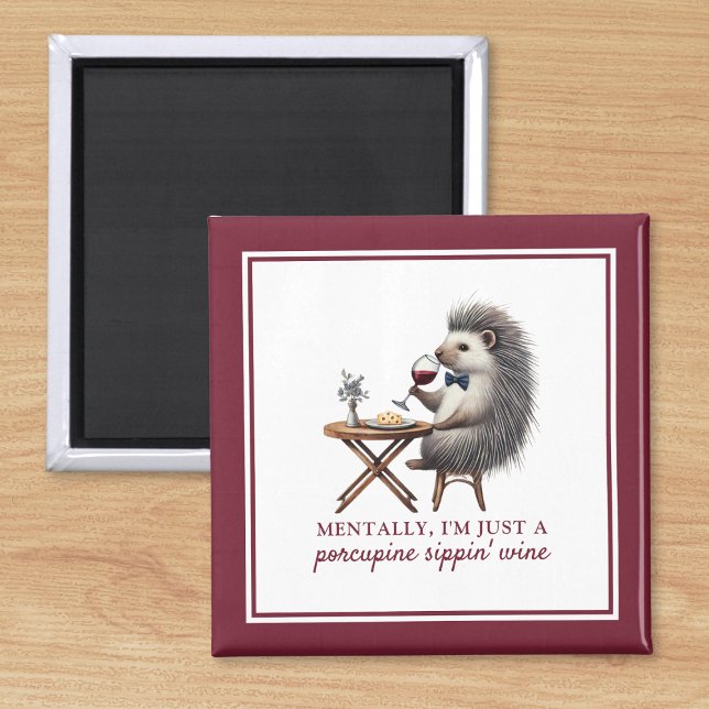 Imã Simky Kitchen Decor Engraçado Porcupine Wine Magne (Add some humor to your kitchen with this funny porcupine wine magnet. Perfect for wine lovers!)