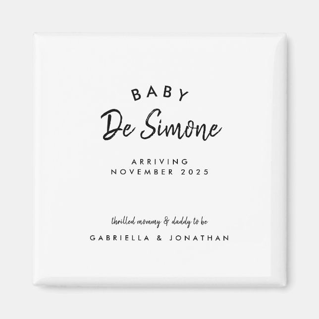 Imã Simple Black White Typogrpahy Pregnancy (Frente)