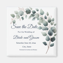 Imã Simple Eucalyptus Wedding Save the Date Magnet