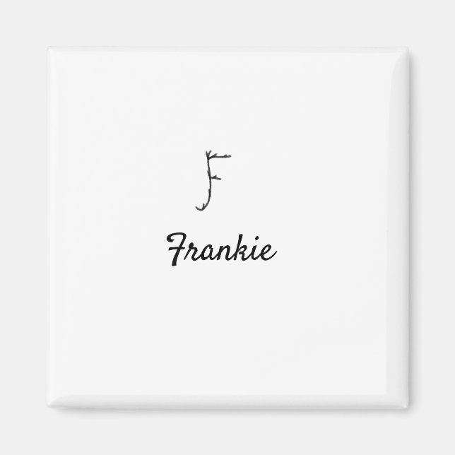 Imã Simple minimal black monogram letter F add name    (Frente)