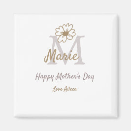 Imã simple minimal mother's day monogram golden gray f