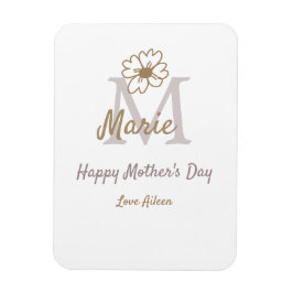 Ímã simple minimal mother's day monogram golden gray f