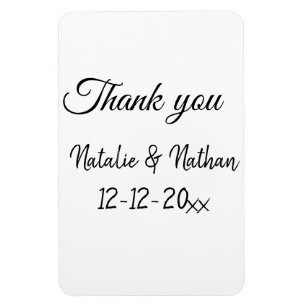 Ímã Simple minimal thank you couple name text date cus