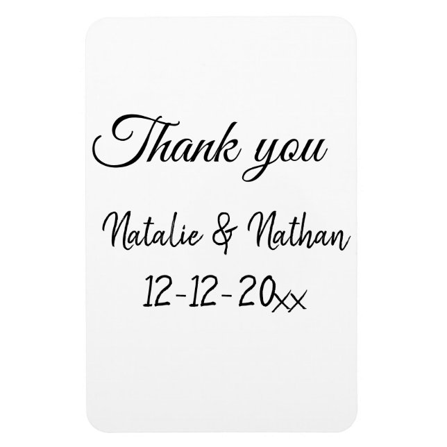Ímã Simple minimal thank you couple name text date cus (Vertical)