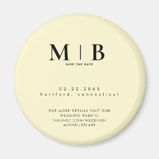 Imã Simple Yellow Monogram Wedding Save the Date