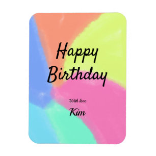 Ímã simples caligrafia feliz aniversário personalizado