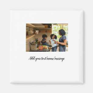 Imã simples colagem de fotos com nome da família mamãe