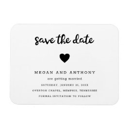 Ímã Simples Coração Moderno Fofo Casamento Salve a Dat