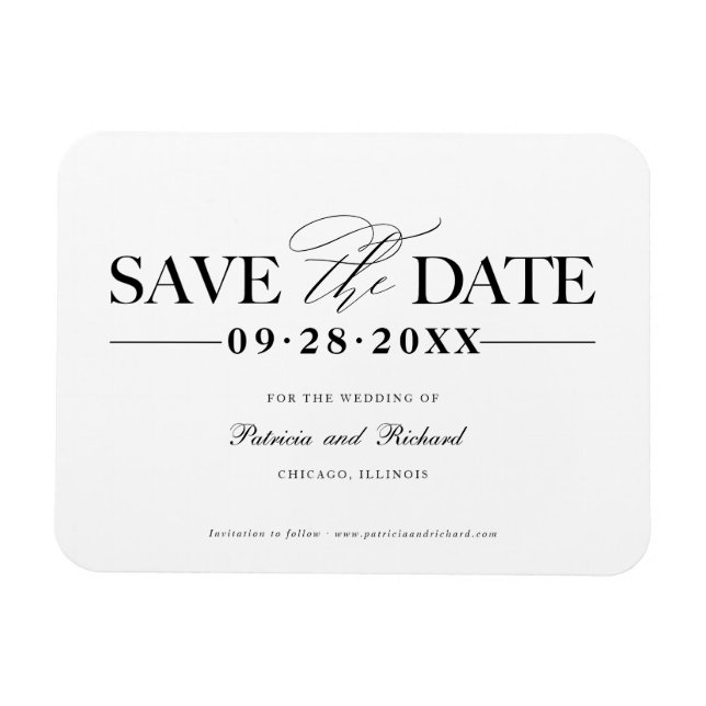 Ímã Simples e Elegante Casamento Salvar a Data Sem Fot (Horizontal)