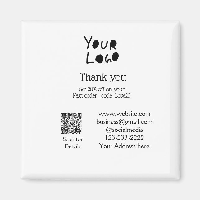 Imã simples e mínimo adicione seu logotipo/design aqui (Frente)